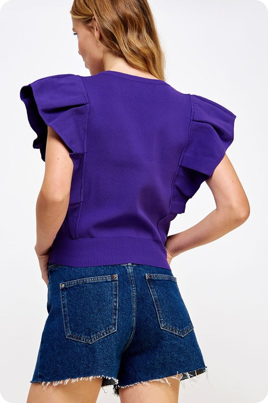 PLEATED CAP SLEEVE TOP