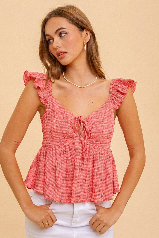 GINGHAM BABYDOLL TOP