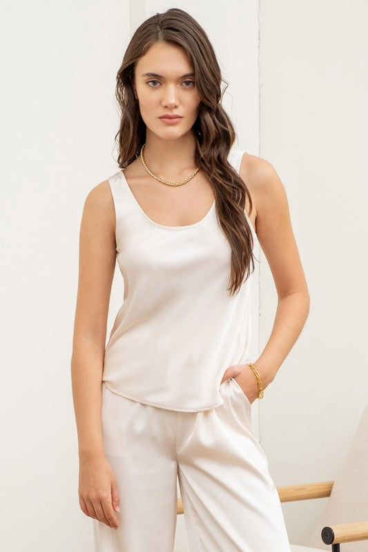 SATIN SCOOP NECK TANK