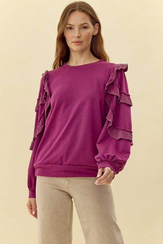 RUFFLE LAYER SLEEVE TOP