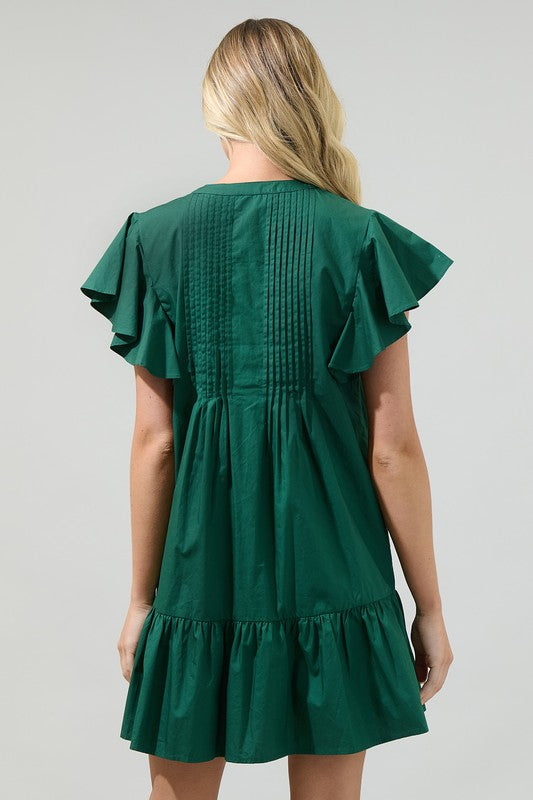 LIZZY PLEATED RUFFLE DRESS