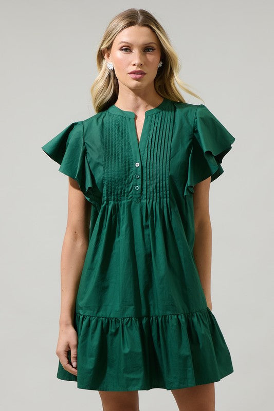 LIZZY PLEATED RUFFLE DRESS