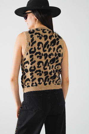 LEOPARD SWEATER VEST