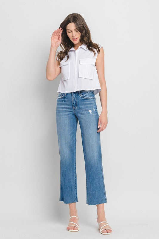 HIGH RISE SLIM WIDE JEANS