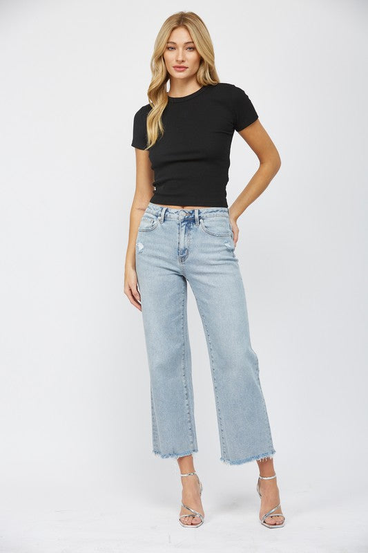 ELECTRIC HIGH RISE WIDE LEG JEAN