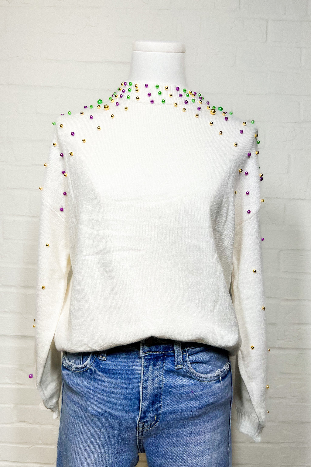 MARDI GRAS PEARL SWEATER