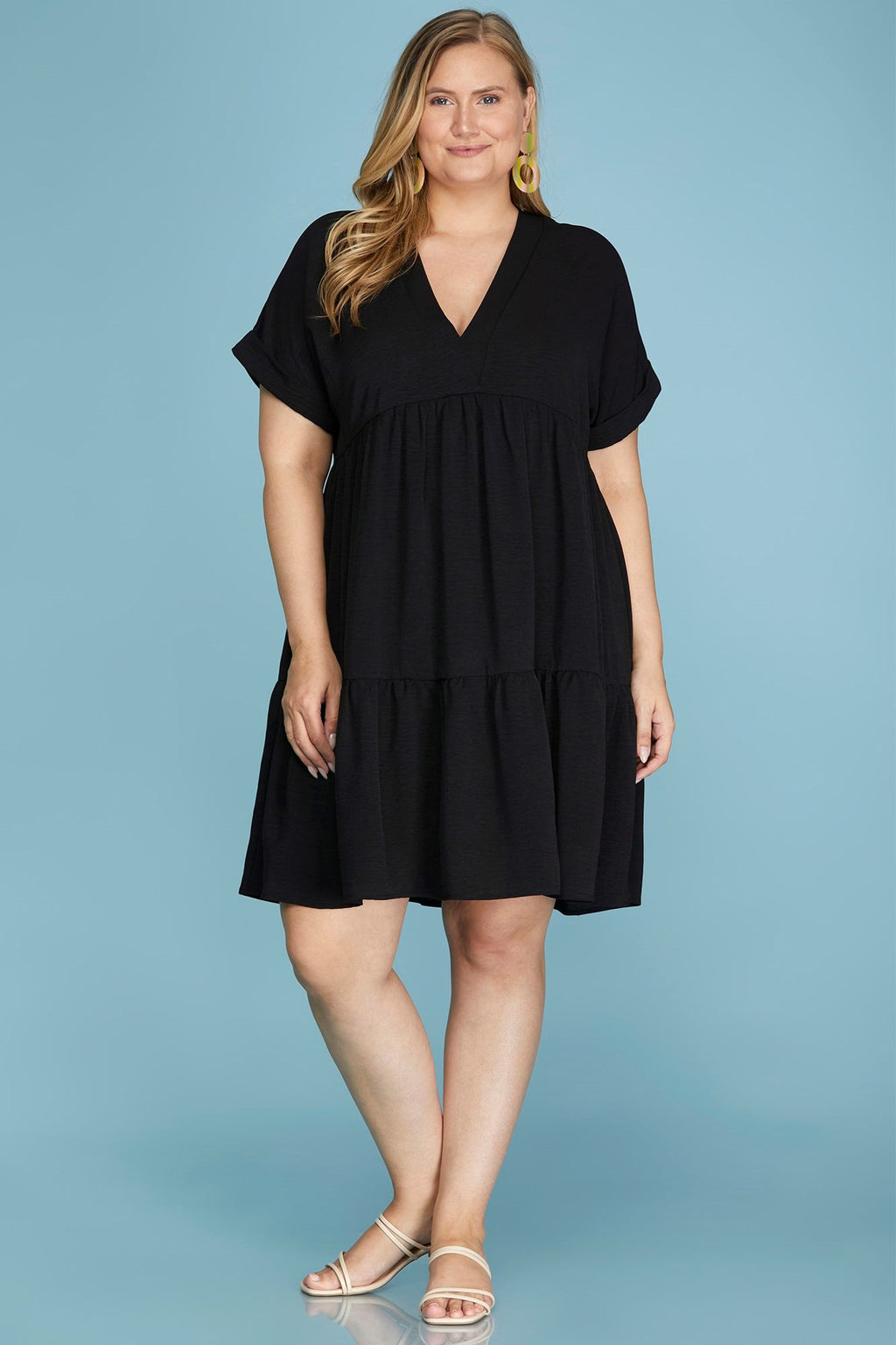 DROP SHOULDER SLEEVE DRESS