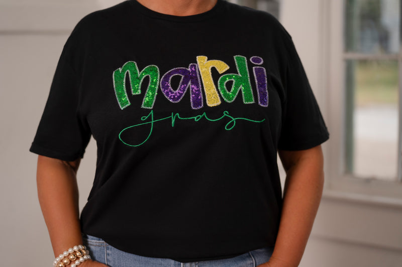 MARDI GRAS EMBROIDERY TOP